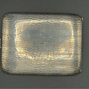Vintage Sterling Silver Cigarette Case | Art Deco Engine Turned Monogram BLS
